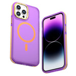 For iPhone 14 Pro Max Magnetic Case Color Blocking PC + TPU Anti-Fingerprint Phone Cover