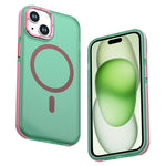 For iPhone 15 Magnetic Case Color Blocking PC + TPU Anti-Fingerprint Phone Cover