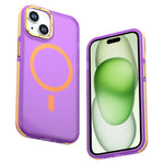For iPhone 15 Magnetic Case Color Blocking PC + TPU Anti-Fingerprint Phone Cover