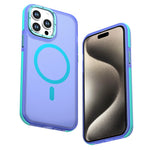 For iPhone 15 Pro Magnetic Case Color Blocking PC + TPU Anti-Fingerprint Phone Cover