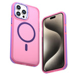 For iPhone 15 Pro Magnetic Case Color Blocking PC + TPU Anti-Fingerprint Phone Cover