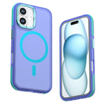 For iPhone 16 Magnetic Case Color Blocking PC + TPU Anti-Fingerprint Phone Cover
