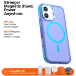 For iPhone 16 Magnetic Case Color Blocking PC + TPU Anti-Fingerprint Phone Cover