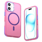 For iPhone 16 Magnetic Case Color Blocking PC + TPU Anti-Fingerprint Phone Cover
