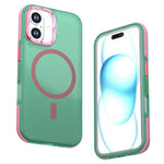 For iPhone 16 Magnetic Case Color Blocking PC + TPU Anti-Fingerprint Phone Cover