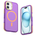 For iPhone 16 Magnetic Case Color Blocking PC + TPU Anti-Fingerprint Phone Cover