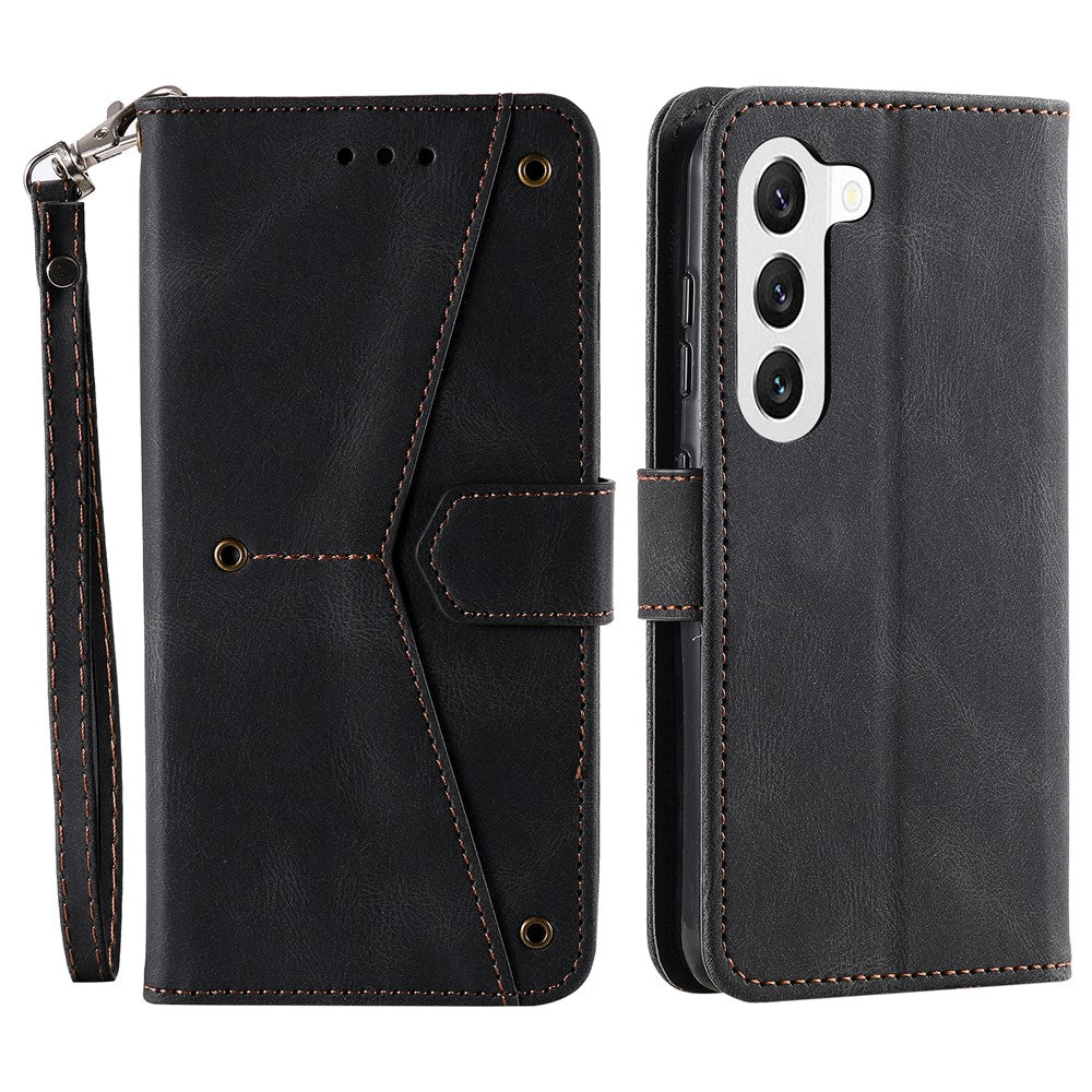 For Samsung Galaxy S23 Stand Wallet Phone Case Splicing Stitching PU Leather + TPU Cover