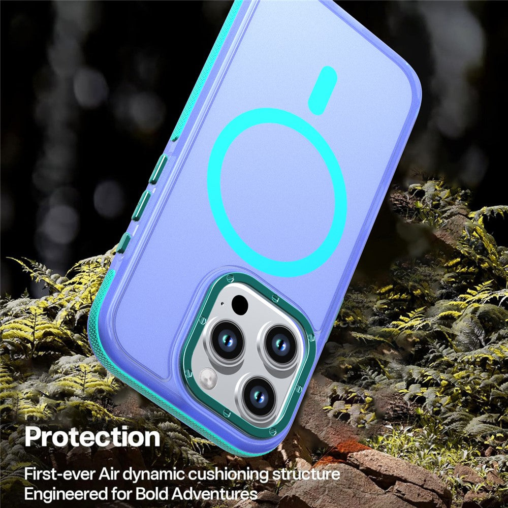 For iPhone 16 Pro Magnetic Case Color Blocking PC + TPU Anti-Fingerprint Phone Cover