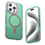 For iPhone 16 Pro Magnetic Case Color Blocking PC + TPU Anti-Fingerprint Phone Cover