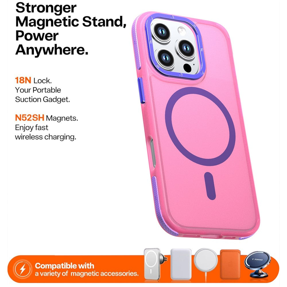 Til iPhone 16 Pro Max Magnetisk Cover i Farveblok PC + TPU Anti-Fingeraftryk Telefoncover