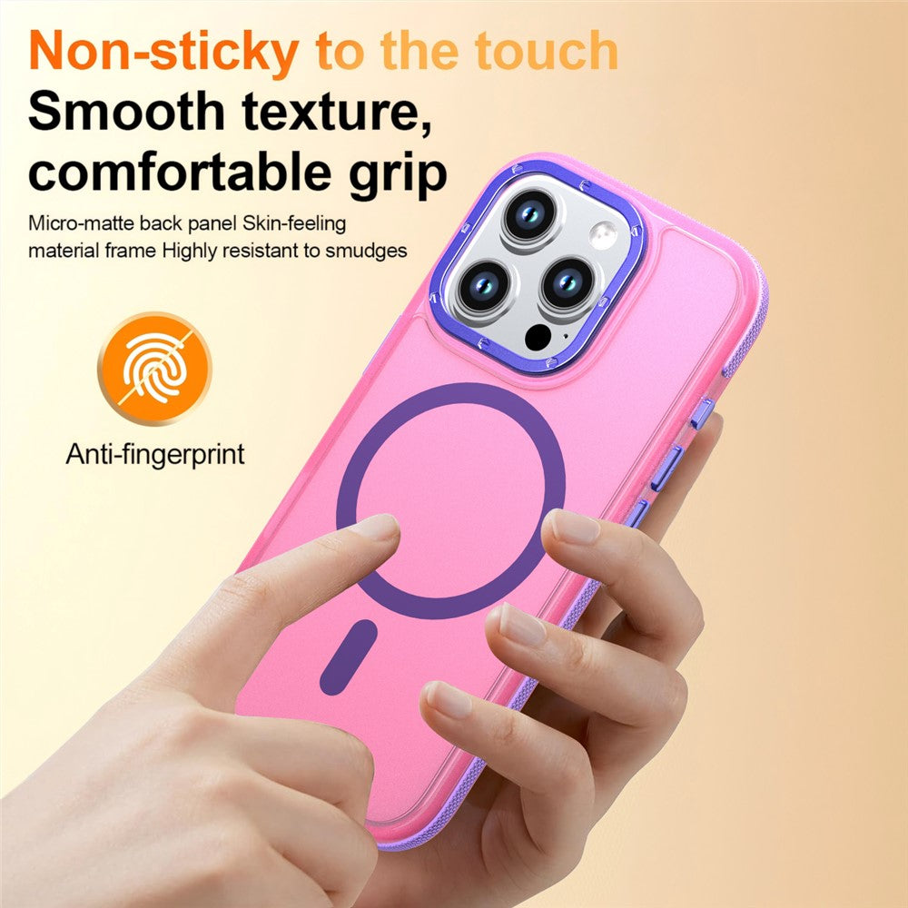 Til iPhone 16 Pro Max Magnetisk Cover i Farveblok PC + TPU Anti-Fingeraftryk Telefoncover