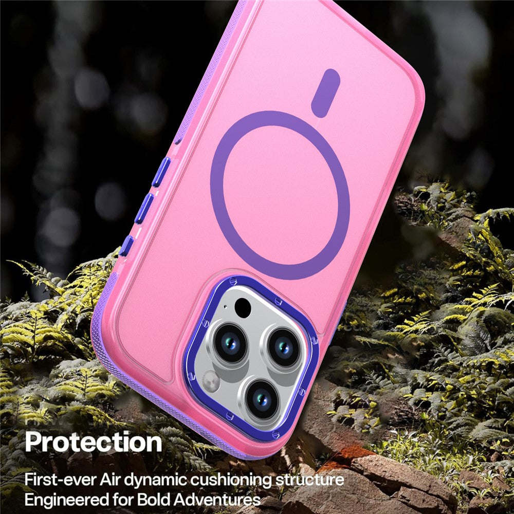 Til iPhone 16 Pro Max Magnetisk Cover i Farveblok PC + TPU Anti-Fingeraftryk Telefoncover