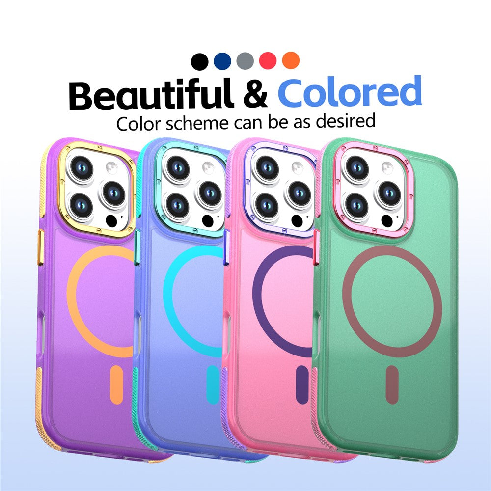 Til iPhone 16 Pro Max Magnetisk Cover i Farveblok PC + TPU Anti-Fingeraftryk Telefoncover
