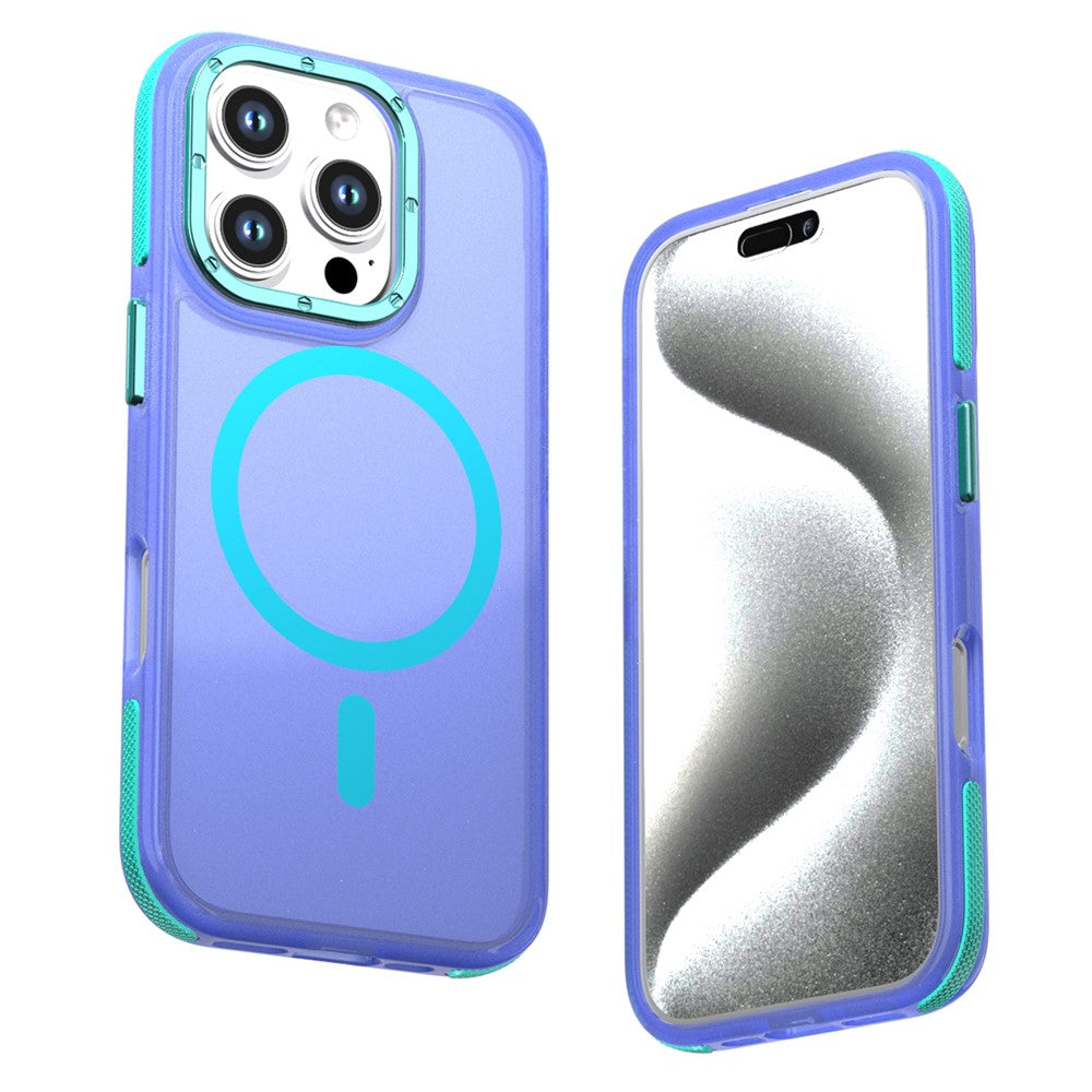 Til iPhone 16 Pro Max Magnetisk Cover i Farveblok PC + TPU Anti-Fingeraftryk Telefoncover