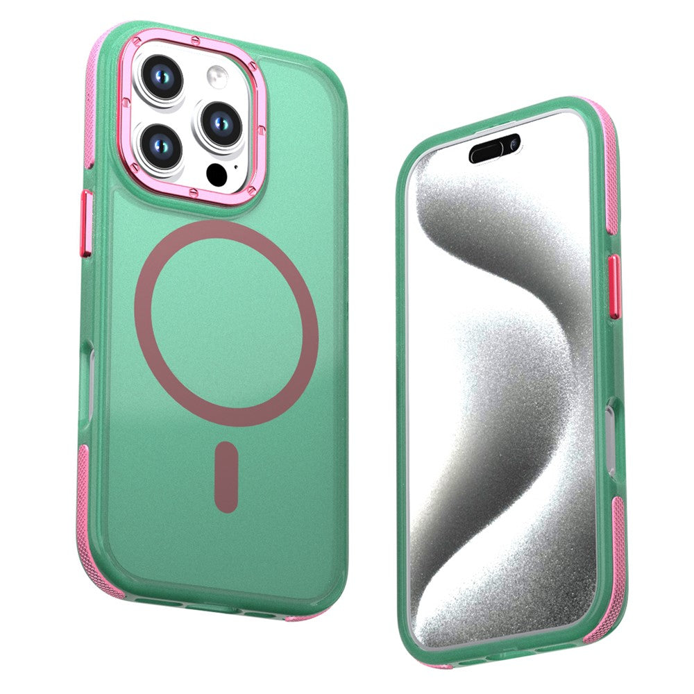 Til iPhone 16 Pro Max Magnetisk Cover i Farveblok PC + TPU Anti-Fingeraftryk Telefoncover