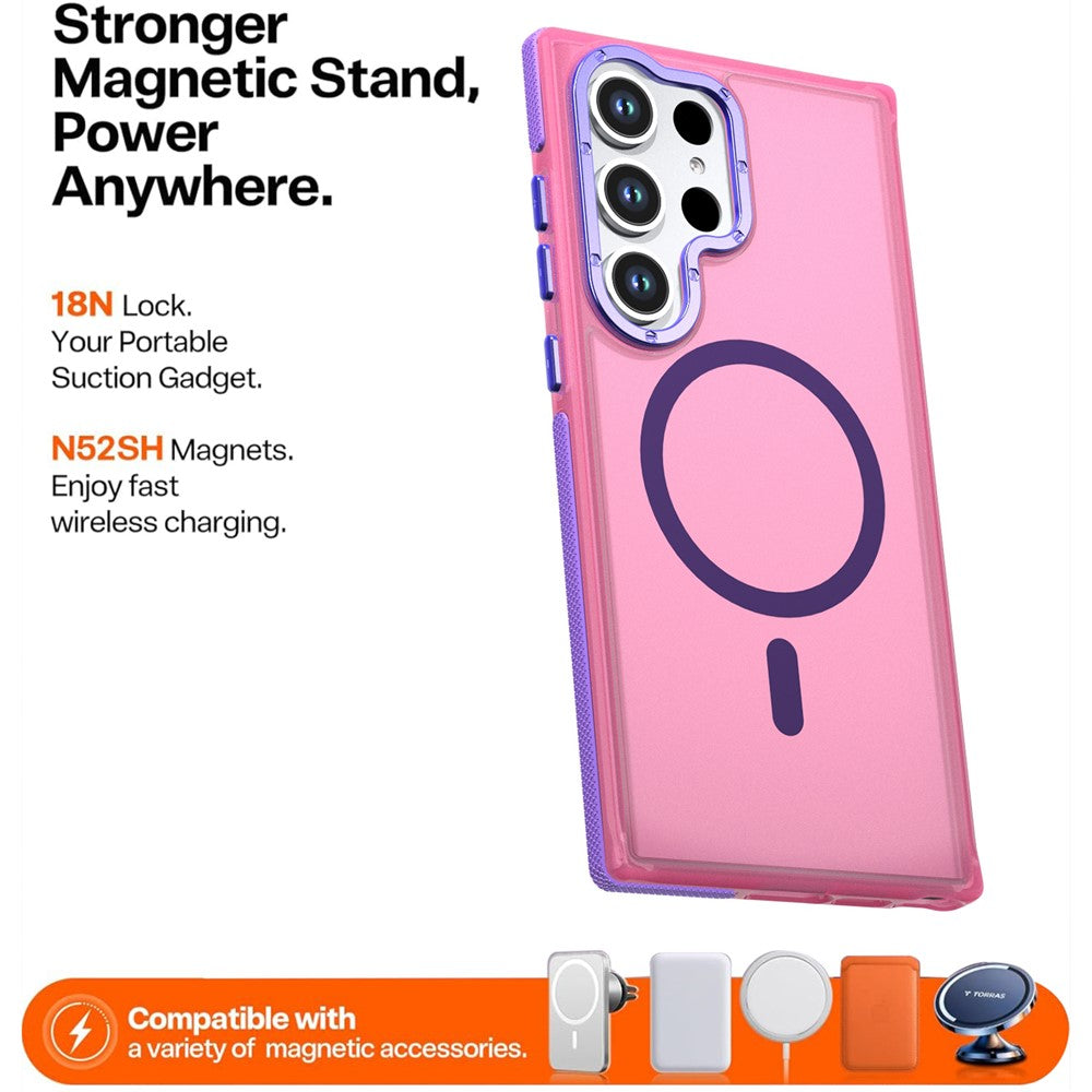 Samsung Galaxy S22 Ultra 5G / Galaxy S23 Ultra magnetisk cover i farveblokerende PC + TPU med anti-fingeraftryk