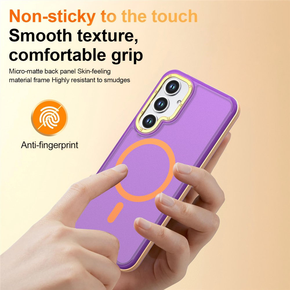 Til Samsung Galaxy S24 / Galaxy S25 Magnetisk Etui Farveblokering PC + TPU Anti-Fingeraftryk Telefoncover