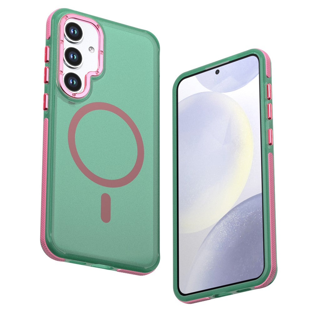 Til Samsung Galaxy S24 / Galaxy S25 Magnetisk Etui Farveblokering PC + TPU Anti-Fingeraftryk Telefoncover