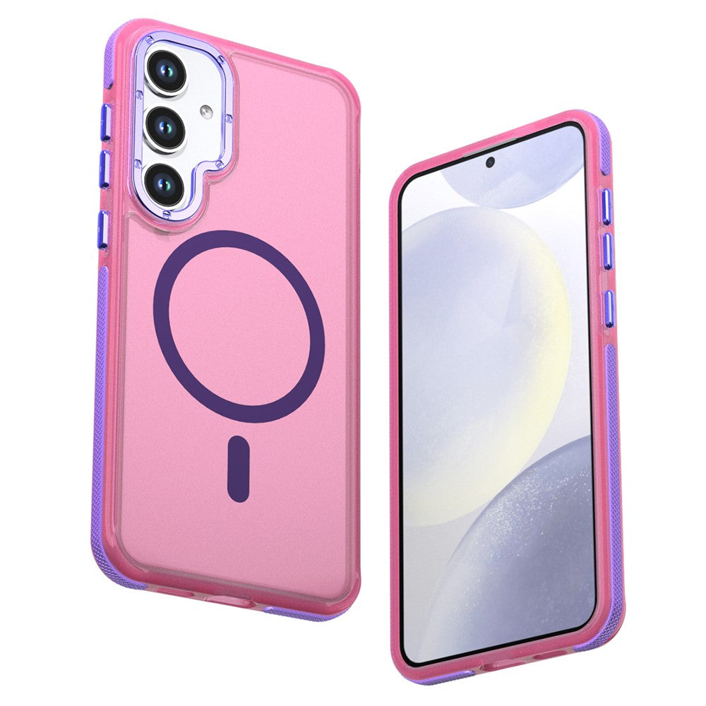 Til Samsung Galaxy S24 / Galaxy S25 Magnetisk Etui Farveblokering PC + TPU Anti-Fingeraftryk Telefoncover