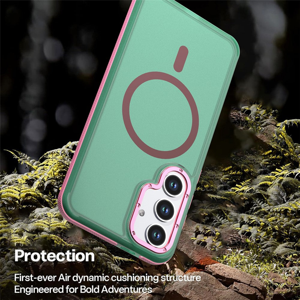 For Samsung Galaxy S24+  /  Galaxy S25+ Magnetic Case Color Blocking PC + TPU Anti-Fingerprint Phone Cover