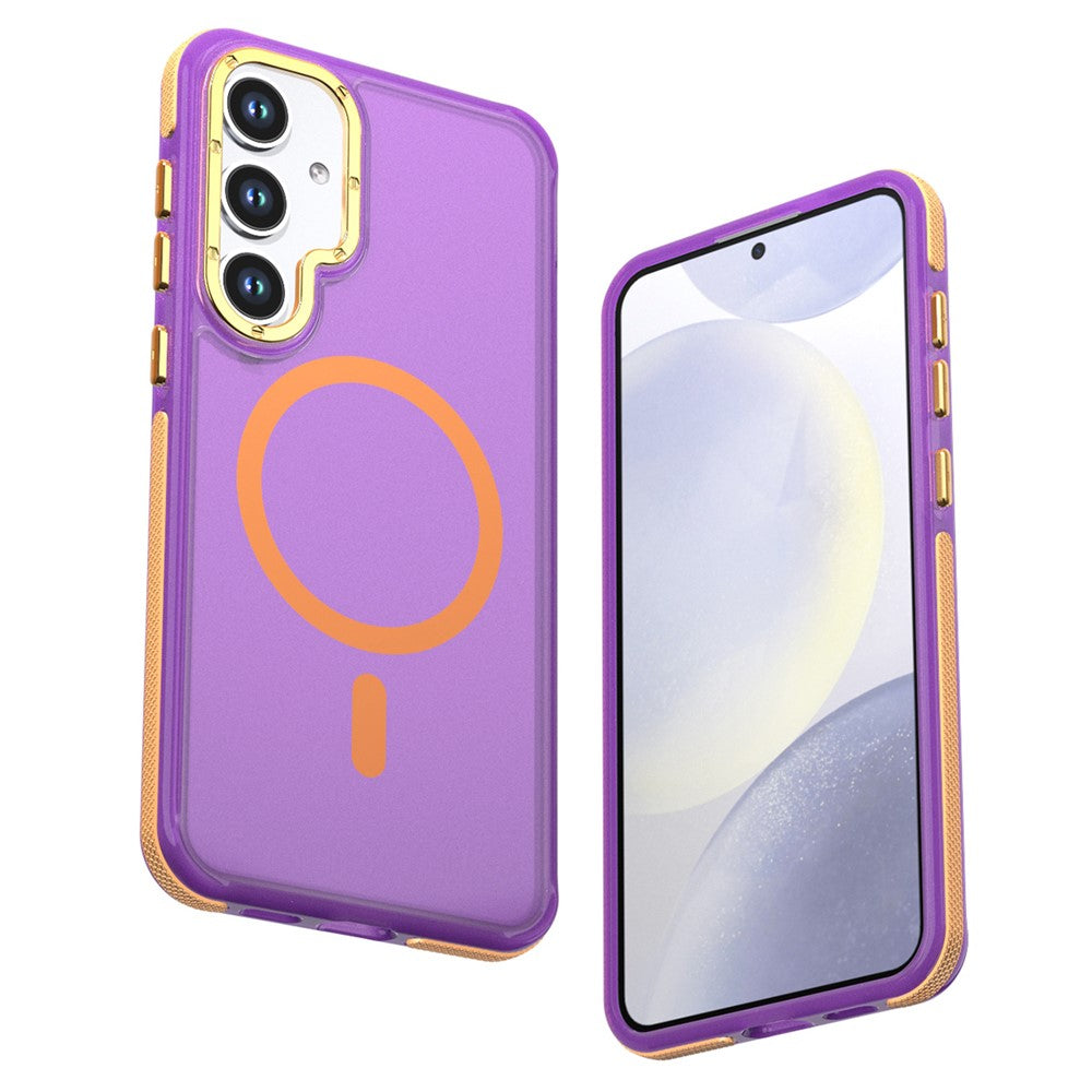 Samsung Galaxy S24+ / Galaxy S25+ Magnetiskt skal Färgblockerande PC + TPU Anti-fingeravtrycksskyddande mobilskal