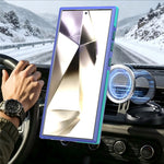 For Samsung Galaxy S24 Ultra Magnetic Case Color Blocking PC + TPU Anti-Fingerprint Phone Cover