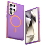 For Samsung Galaxy S24 Ultra Magnetic Case Color Blocking PC + TPU Anti-Fingerprint Phone Cover