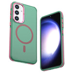 For Samsung Galaxy S25 FE Magnetic Case Color Blocking PC + TPU Anti-Fingerprint Phone Cover