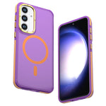 For Samsung Galaxy S25 FE Magnetic Case Color Blocking PC + TPU Anti-Fingerprint Phone Cover