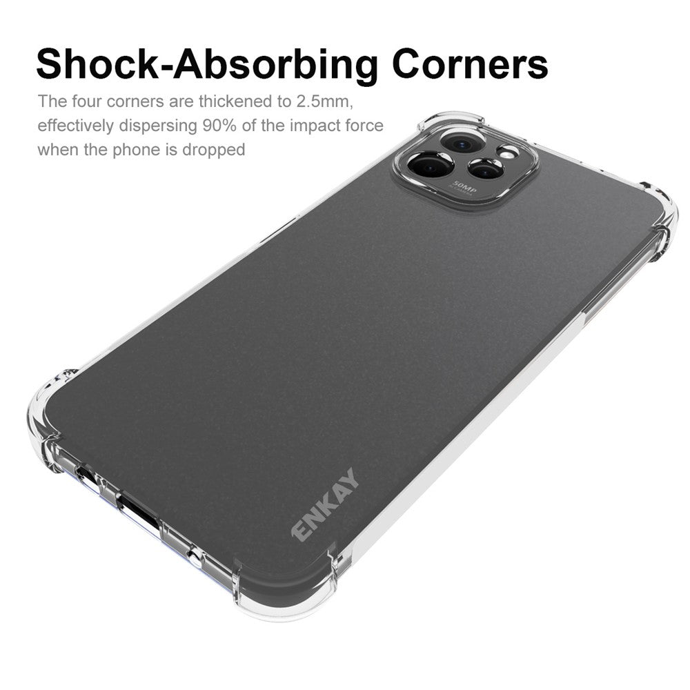 ENKAY HAT PRINCE Anti-slip Strip Edge Clear Case for Huawei nova Y61 4G, Thickened Corners Shockproof TPU Cell Phone Cover
