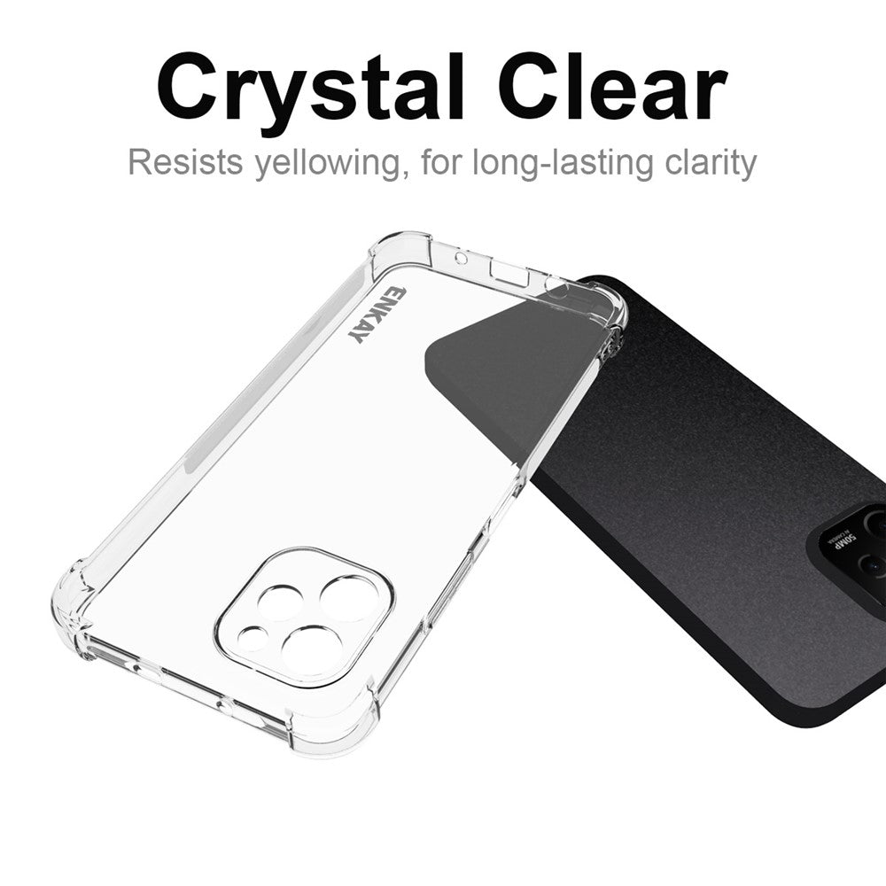 ENKAY HAT PRINCE Anti-slip Strip Edge Clear Case for Huawei nova Y61 4G, Thickened Corners Shockproof TPU Cell Phone Cover