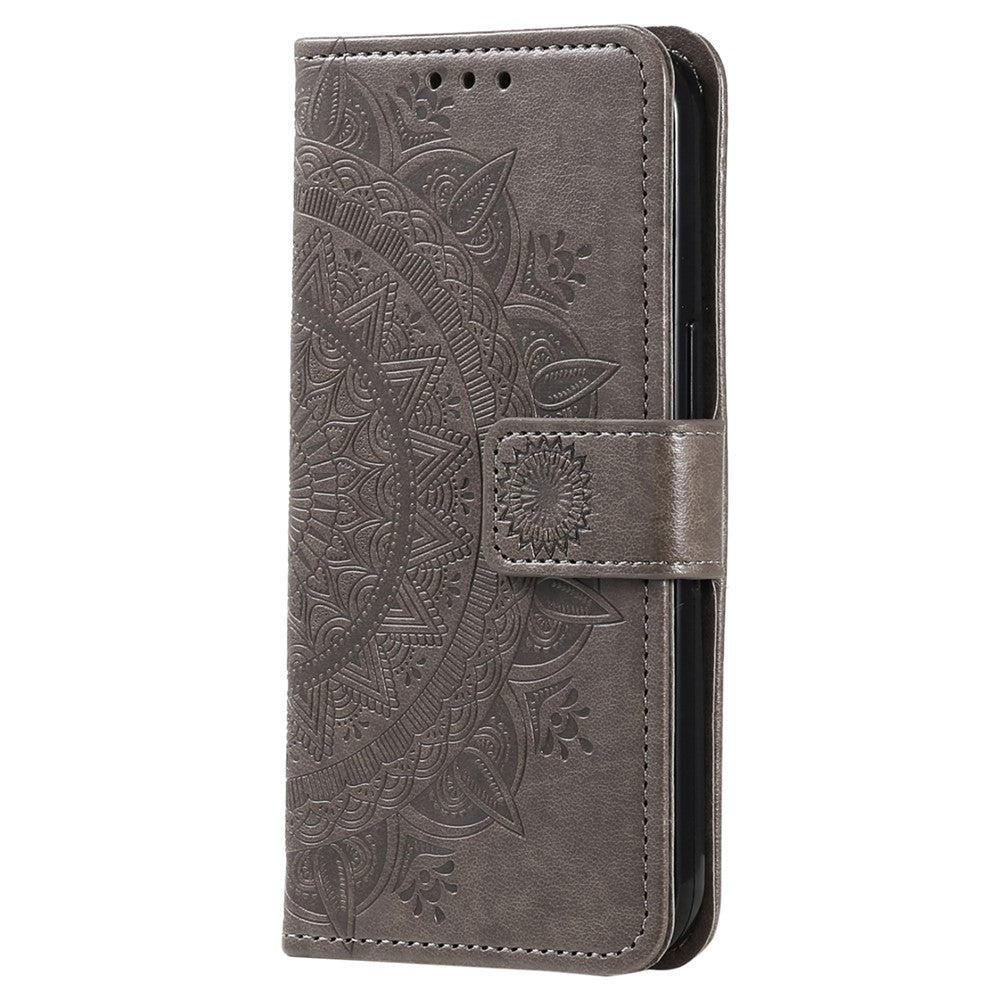For Xiaomi 13 Pro 5G Imprinted Mandala Flower Phone Case Anti-drop Wallet Stand Cover with Strap