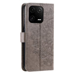 For Xiaomi 13 Pro 5G Imprinted Mandala Flower Phone Case Anti-drop Wallet Stand Cover with Strap