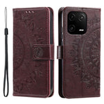 For Xiaomi 13 Pro 5G Imprinted Mandala Flower Phone Case Anti-drop Wallet Stand Cover with Strap