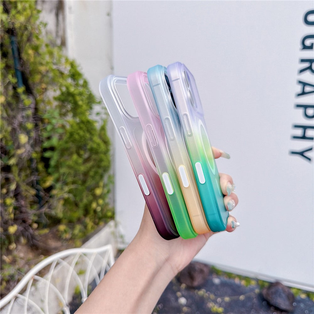 For iPhone 16 Magnetic Case AI Touch Button Gradient Color TPU Phone Cover