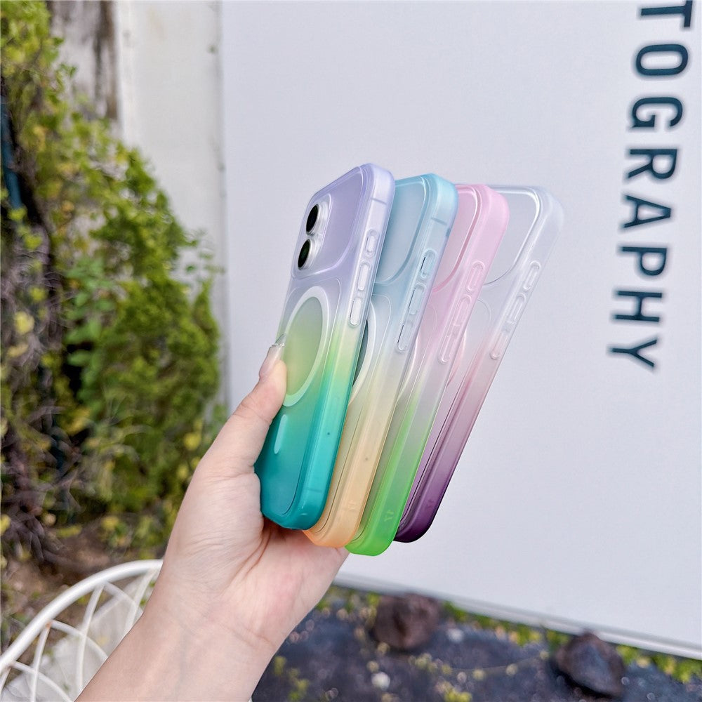 For iPhone 16 Magnetic Case AI Touch Button Gradient Color TPU Phone Cover