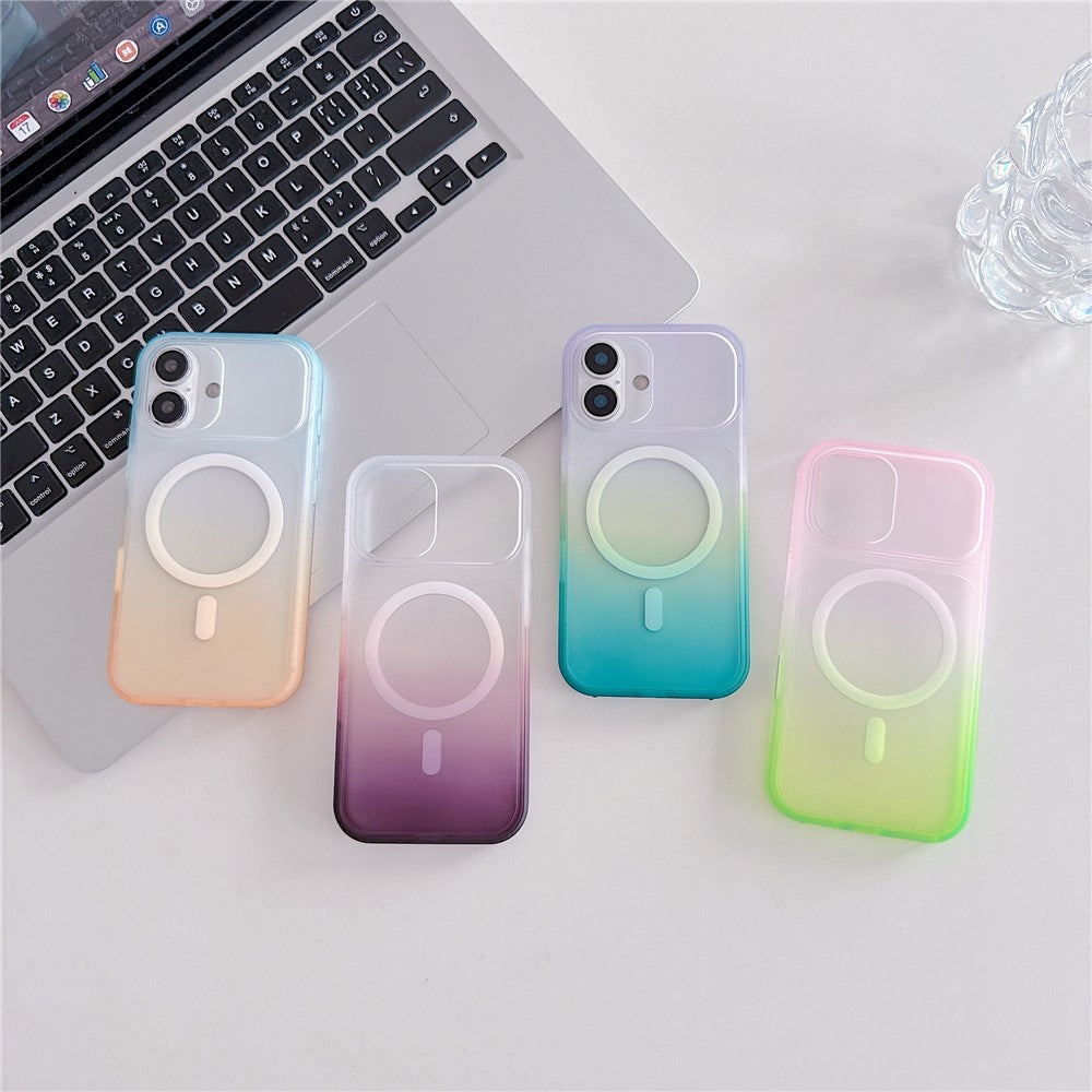 For iPhone 16 Magnetic Case AI Touch Button Gradient Color TPU Phone Cover
