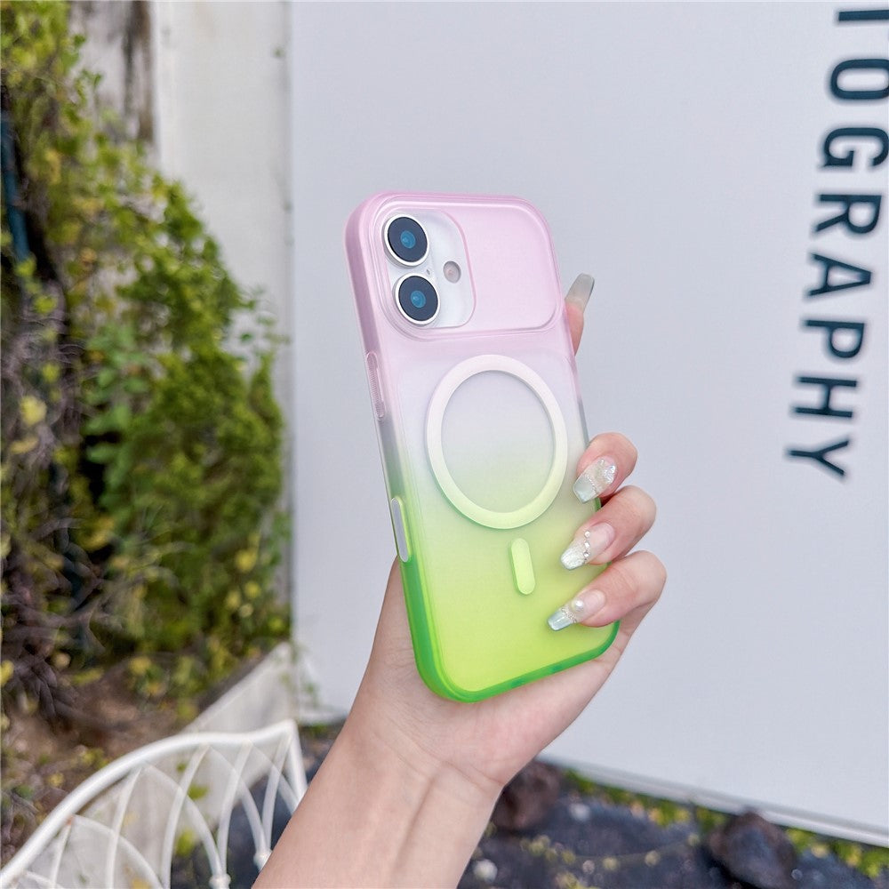For iPhone 16 Magnetic Case AI Touch Button Gradient Color TPU Phone Cover