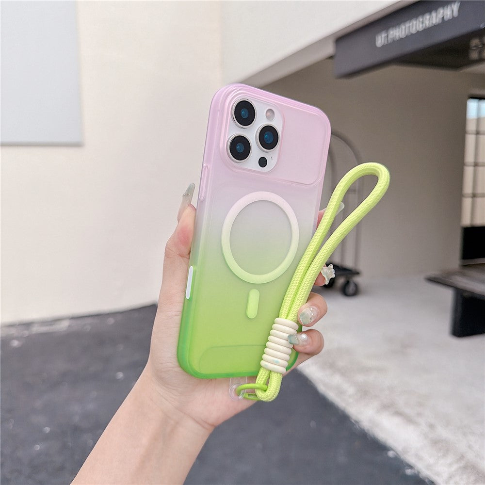 Til iPhone 16 Pro Magnetisk cover med håndrem AI Touch Button Gradient Color TPU Telefoncover