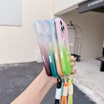 For iPhone 16 Pro Max Magnetic Case with Hand Strap AI Touch Button Gradient Color TPU Phone Cover