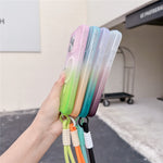 For iPhone 16 Pro Max Magnetic Case with Hand Strap AI Touch Button Gradient Color TPU Phone Cover