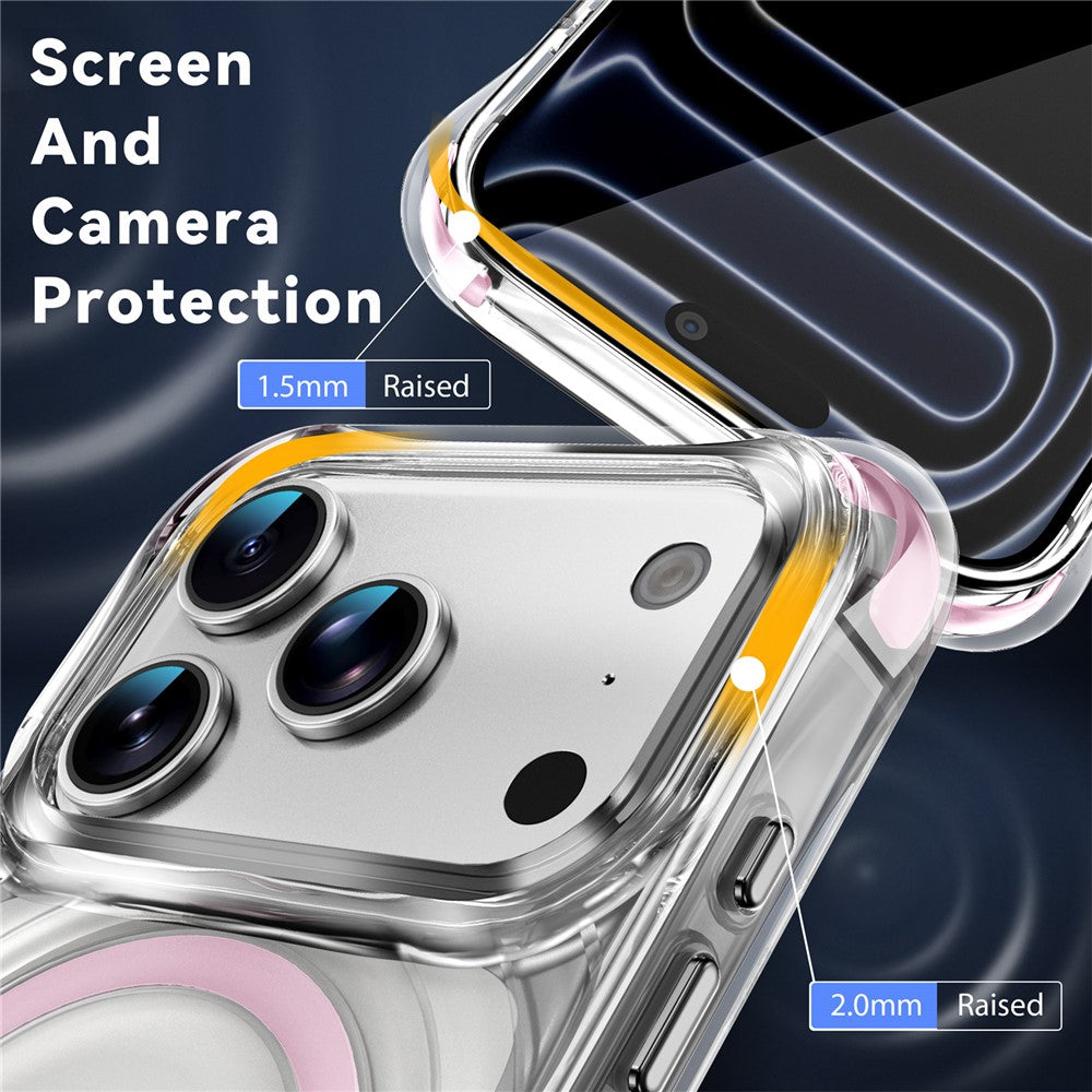 For iPhone 17 Pro Magnetic Case Airbag Corner Shockproof Ripple TPU Phone Cover