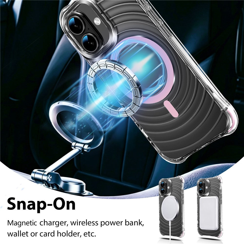 Til iPhone 17 Magnetisk Cover Airbag Hjørne Stødsikker Ripple TPU Telefoncover