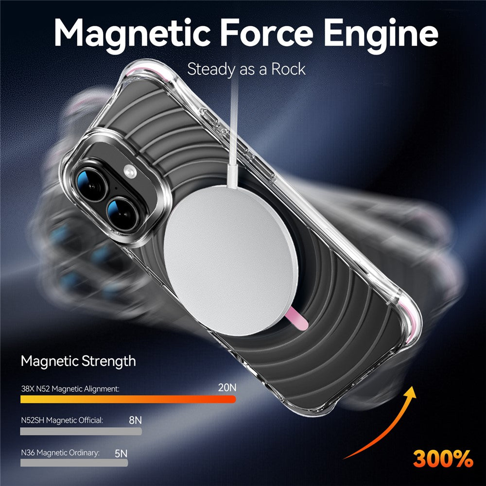 Til iPhone 17 Magnetisk Cover Airbag Hjørne Stødsikker Ripple TPU Telefoncover