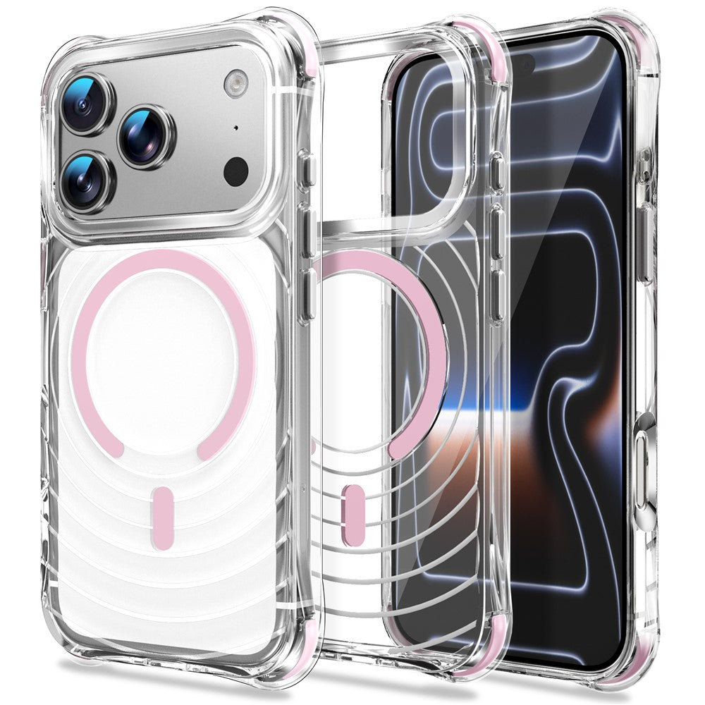 For iPhone 17 Pro Max Magnetic Case Airbag Corner Shockproof Ripple TPU Phone Cover