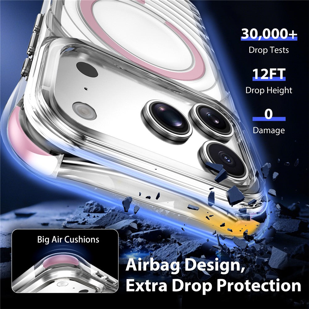 For iPhone 17 Pro Max Magnetic Case Airbag Corner Shockproof Ripple TPU Phone Cover