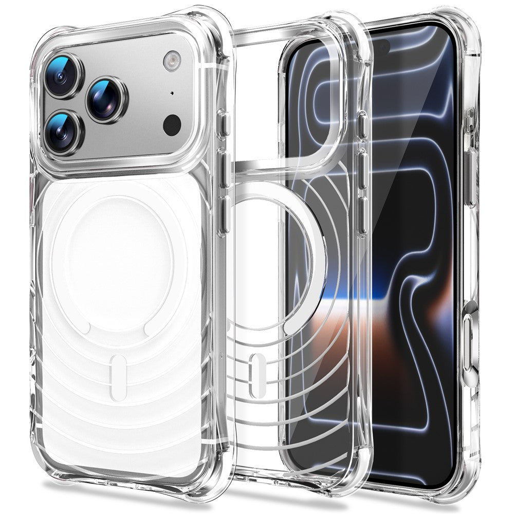For iPhone 17 Pro Max Magnetic Case Airbag Corner Shockproof Ripple TPU Phone Cover