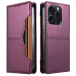For iPhone 15 Pro Wallet Case External Card Slot Magnetic Closing Leather Phone Cover
