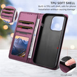 For iPhone 15 Pro Wallet Case External Card Slot Magnetic Closing Leather Phone Cover