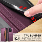 For iPhone 15 Pro Wallet Case External Card Slot Magnetic Closing Leather Phone Cover
